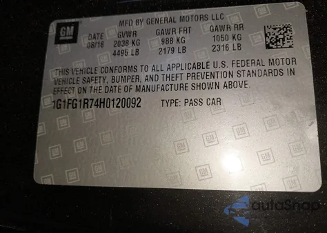 2017 Chevrolet Camaro 2Ss из США, поврежденный, VIN 1G1FG1R74H0120092